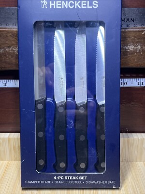 Henckels 4-pc Steak Knife Set, Stamped Blade, Stainless Steel, Dishwasher Safe