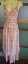 Sherri Hill Dress Gown Prom Pageant Size 00 Pink Chiffon Sheath Floral Beading