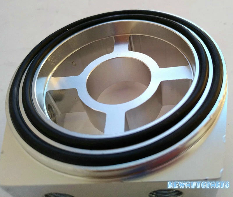 Adaptador de placa sándwich filtro de aceite de aluminio 1/8 NPT 10AN enfriador de aceite plateado nuevo  Foto 4 de 4