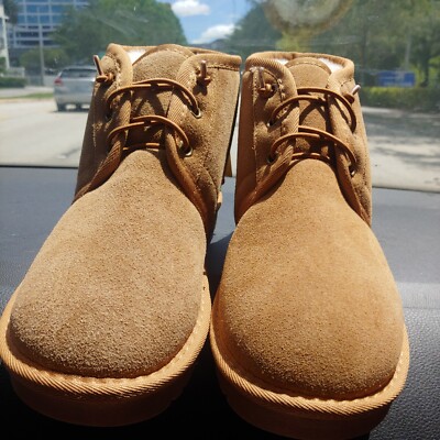 New Aspen Sheepskin Suede Lace Up Ankle Bootie Boots Boot Slipper