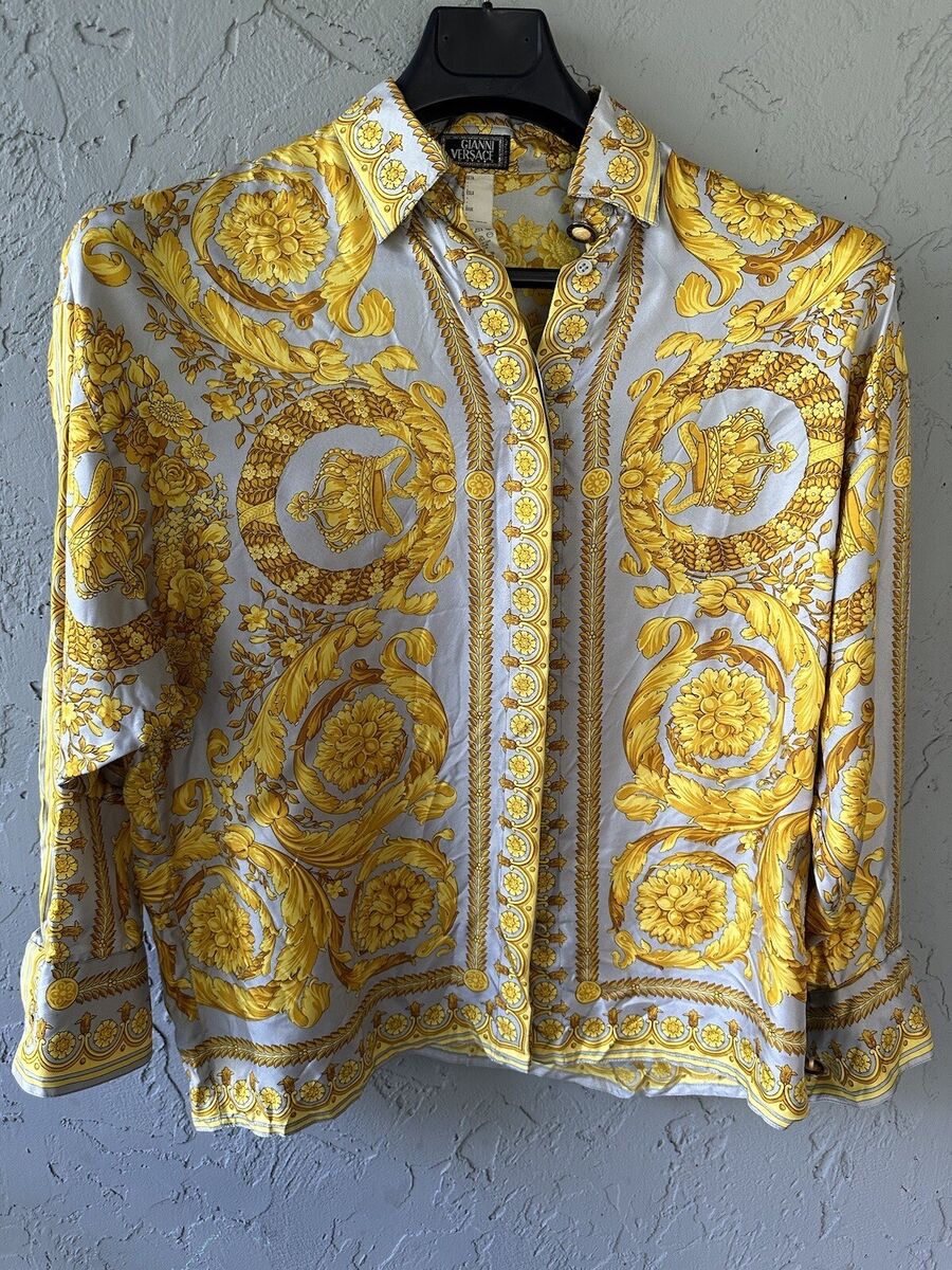 Gianni Versace Barocco Silk Shirt - GRAY! RARE! Vintage Gianni Versace Barocco Silk Shirt - GRAY! RARE! Vintage