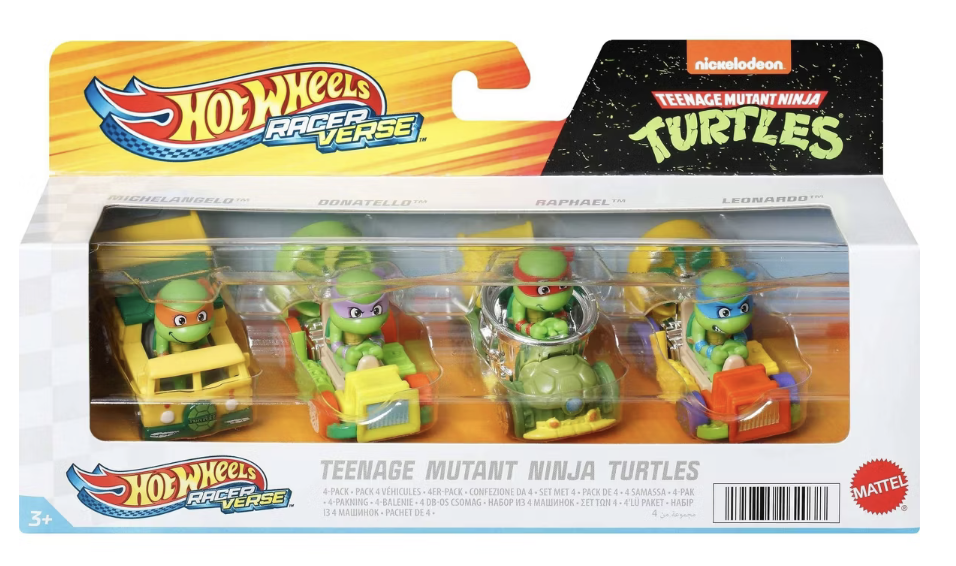 Hot Wheels RacerVerse TMN Ninja Turtles Vehicles - 4pk Toy New