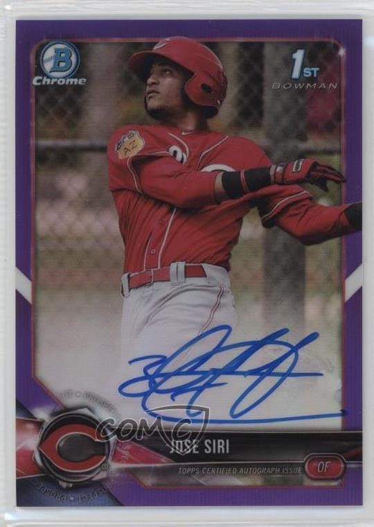 2018 Bowman Chrome Prospect Purple Refractor 242/250 Jose Siri #CPA-JS Auto ok2