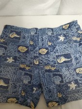 Disney Mickey Mouse Men's Size L Swim Trunks Blue Shells shorts Pockets