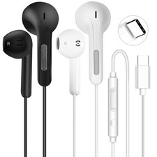 2 Pack USB C Headphones for iPhone 16 15 Pro Max Plus iPad Pro USB C Wired Earbu