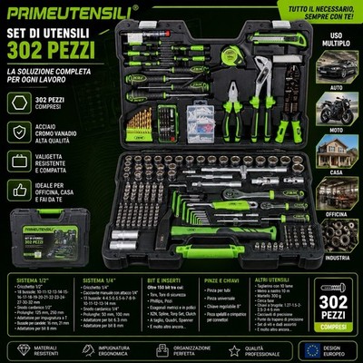 JBM Werkzeugkoffer 302-tlg. mit Sechskant-Bits Satiniert 53212