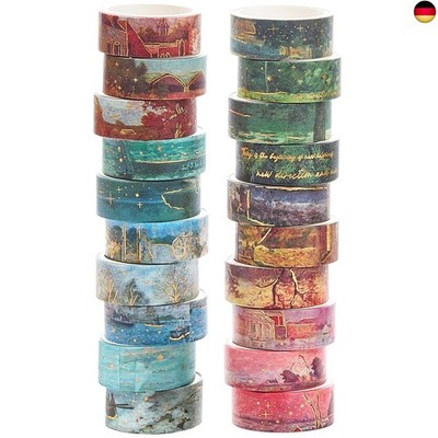 YUBX Landschaft Washi Tape Set 20 Rollen Szenerie Zeichnung Dekorative