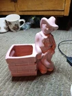 Vintage AMERICAN BISQUE POTTERY PLANTER FIGURINE COWBOY WESTERN PINK MCCOY
