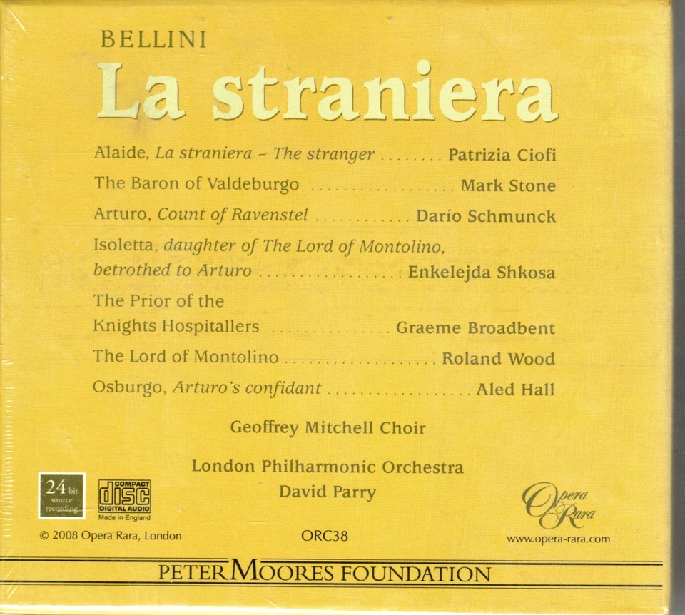 BELLINI - LA STRANIERA - CIOFI - STONE - PARRY - SCHMUNCK - OPERA RARA - Image 2 of 2