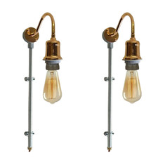 Vintage Gooseneck Wall Sconce E27 Swan Arm Plug In with Dimmer Fabric 2m Cable