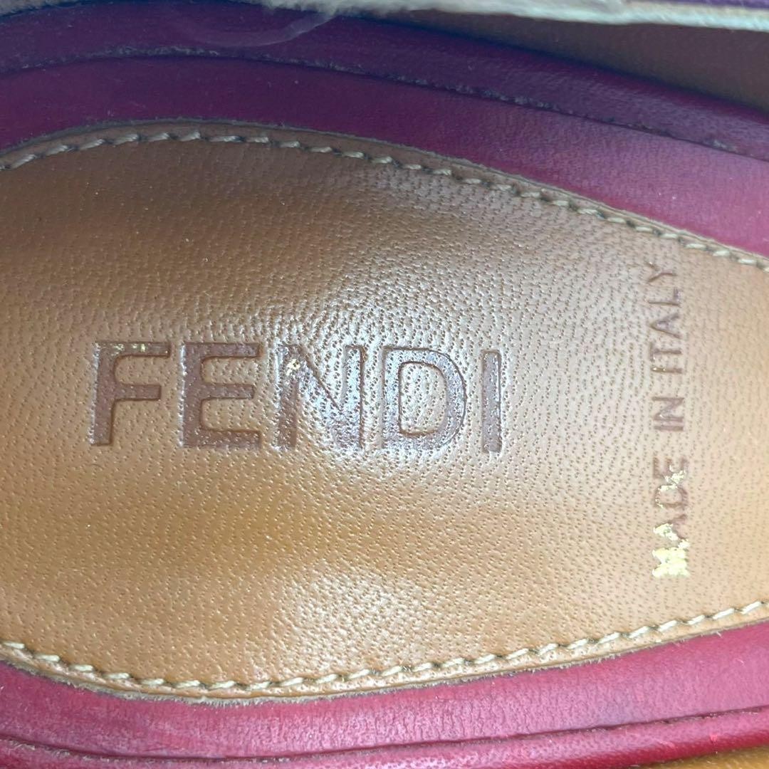 FENDI Pumps Heel EU36/US6 Red Leather Stripe Open Toe 02346i thumbnail 8