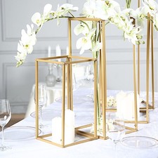 4 MATTE GOLD Geometric Metal Stands Flower Vase Holders Wedding Centerpieces