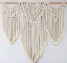 Macrame Wall Hanging large 44"X38" Boho Home Wall Decor Geometric Woven Tapes...
