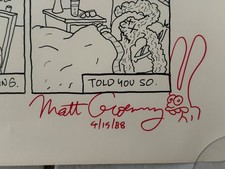Matt Groening Signed Poster Life in Hell The Simpsons RARE 23&rdquo; x 25&rdquo;