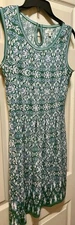 Max Studio Dress Small Floral Print, Sleeveless, Blue, Green & White