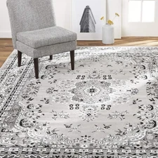 Traditional Medallion Area Rug, Gray, 21"x35" Rectangle for Home Decor
