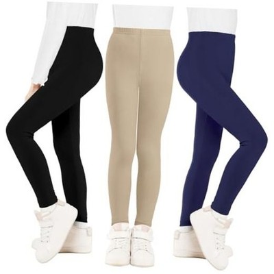 Girls Leggings Full Length Stretchy Pants Cotton Kids Footless 2-14 Years