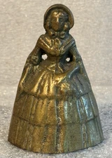 Vintage Southern Belle Bonnet Brass Dinner Style Bell. 3-1/8"h.