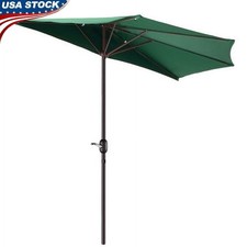 Half Round Patio Umbrella Outdoor Shade Easy Crank Durable Market Umbrella New