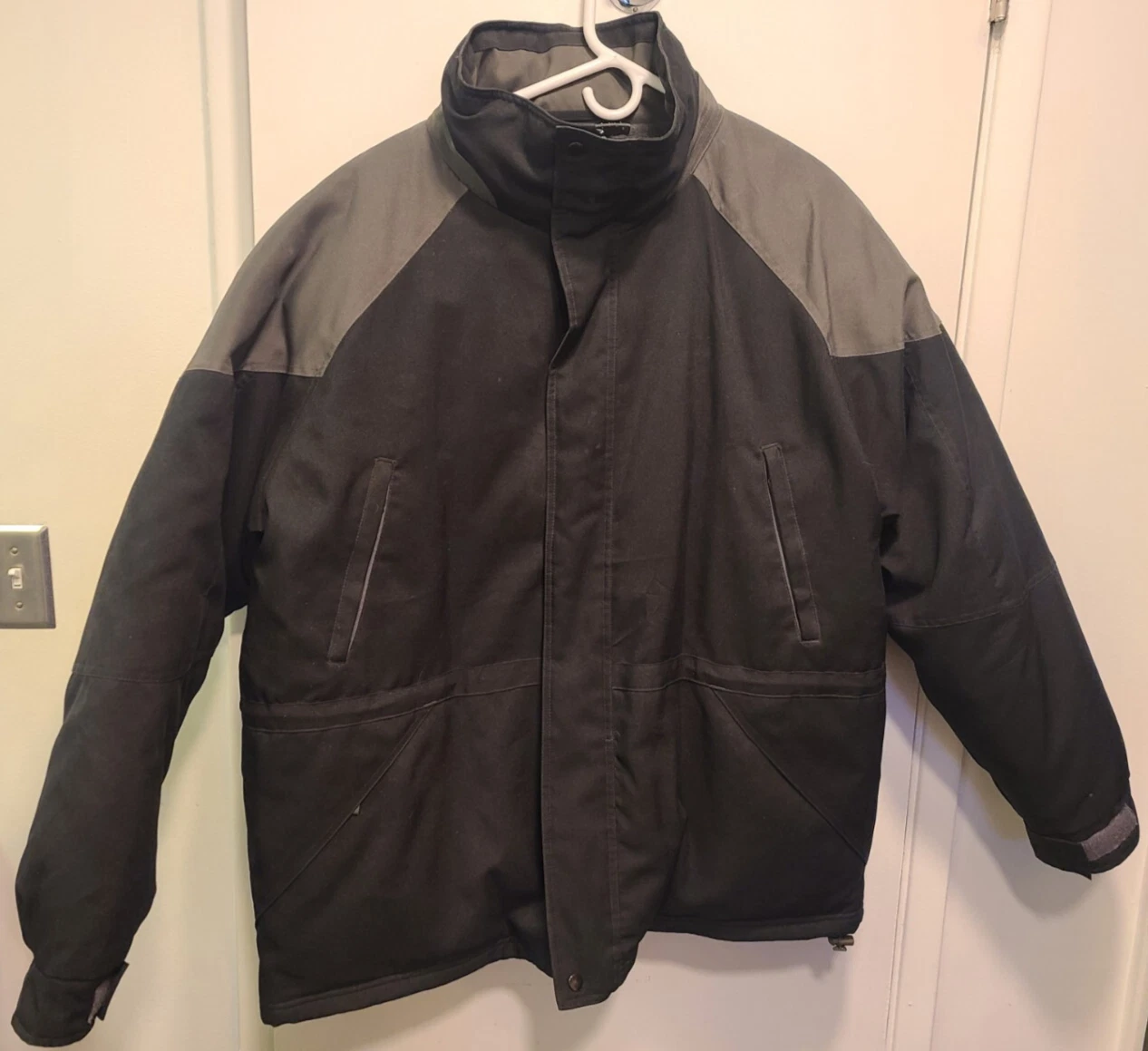 Goose Down Jacket Sz 2x Insulation Fleece Lined Maxam Mountain Parka Blk Grey