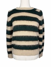 J Crew Kids' textured crewneck sweater in Green Stripe XL