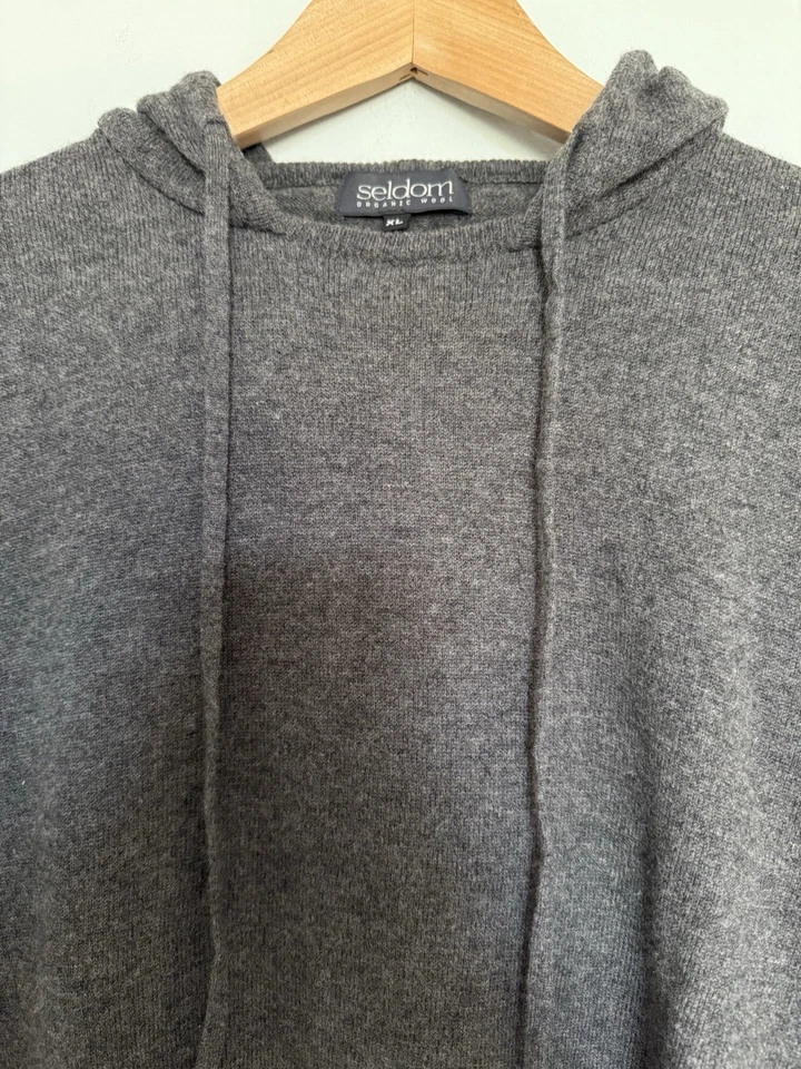 Seldom Hoodie Kapuzen Pullover XL Grau GEBRAUCHT 100% Merino Wolle - Bild 4 von 4