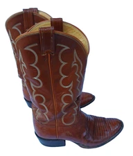 Tony Lama Style 8025 Lizard Skin Western Cowboy Boots Brown US Men's Size 7.5 D
