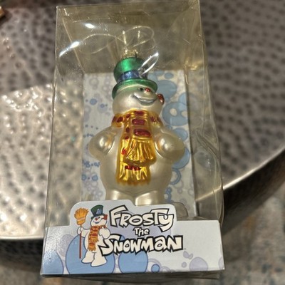 Vintage Frosty the Snowman Glass Christmas Ornament Brass Key Broom 2004 AZ