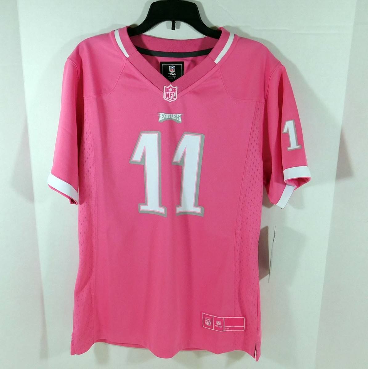 New Girls Philadelphia Eagles Carson Wentz #11 Pink Game Jersey XL