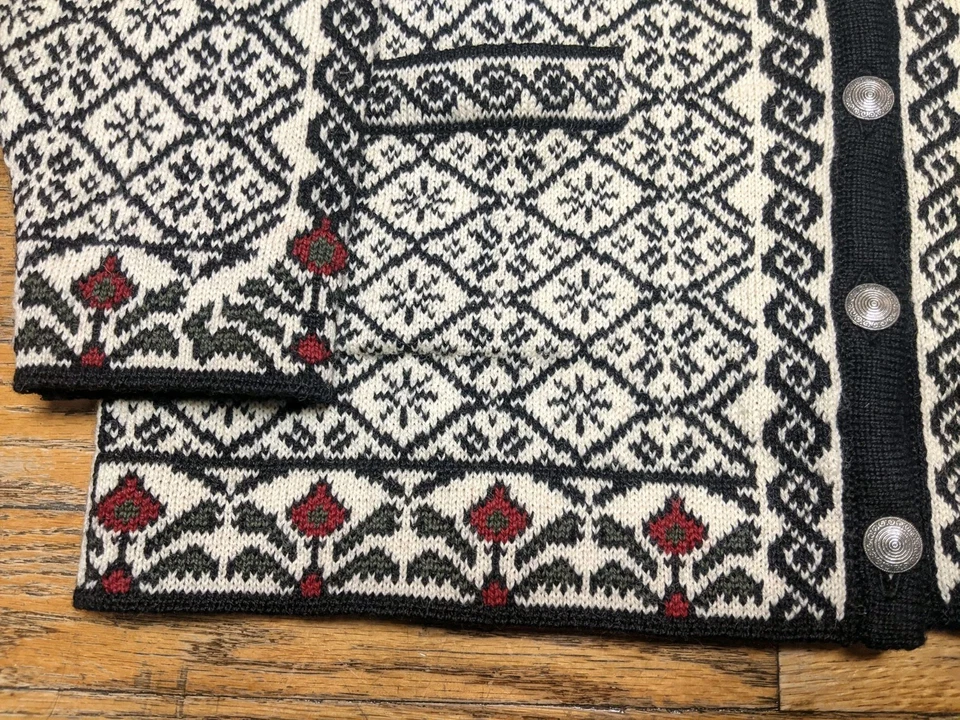 Suéter Tejido Vintage Dale Of Norway Talla Pequeña Oscarshall Cárdigan Floral Foto 2 de 4