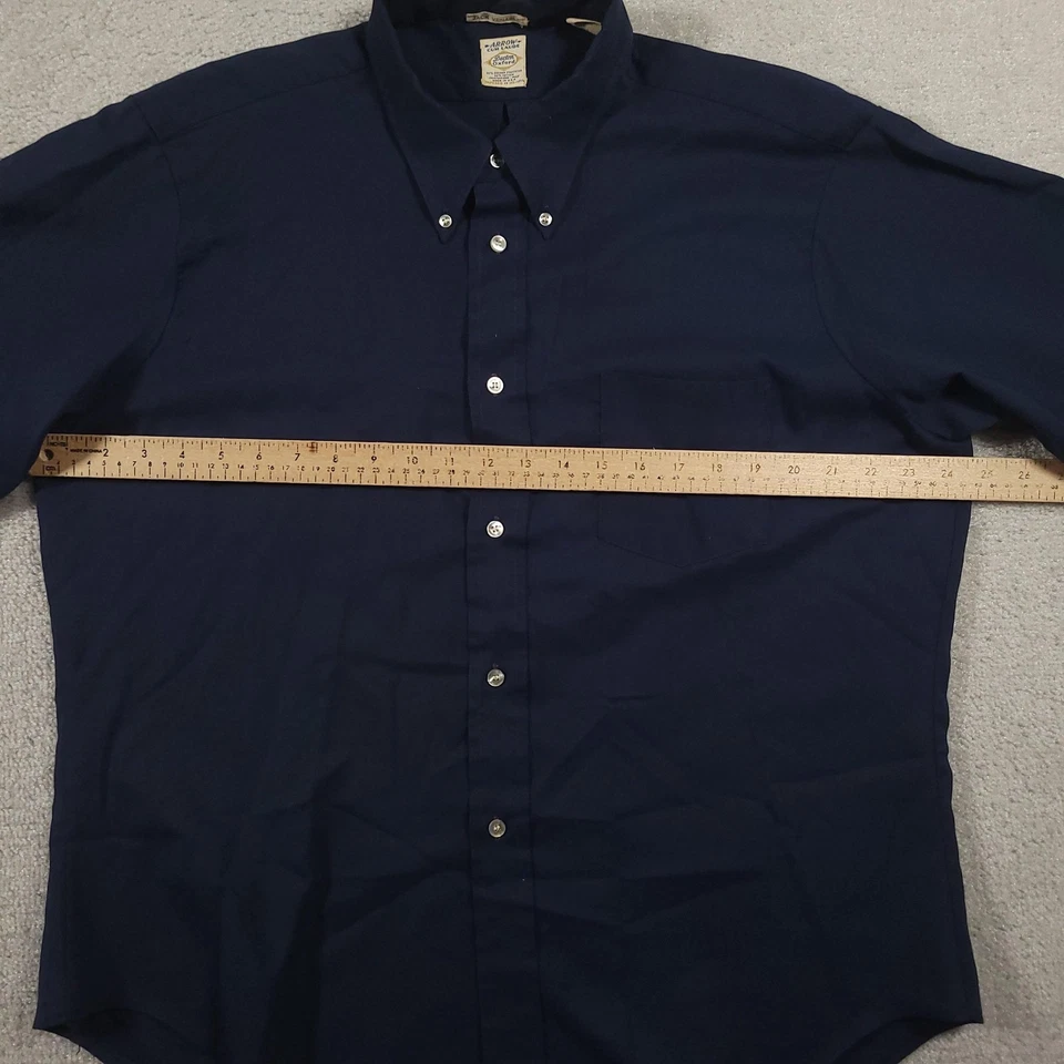 Vintage Arrow Cum Laude Shirt Mens XL Blue Button Up Short Sleeve Oxford 70s USA - Image 4 of 4