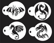 Dragon Boy 10 mil 4 pc STENCIL Medieval Tattoo Renaissance Face Painting Joanie