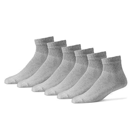 Diabetic Quarter Socks Unisex Large 12 Pack - Gray - Size 13-15