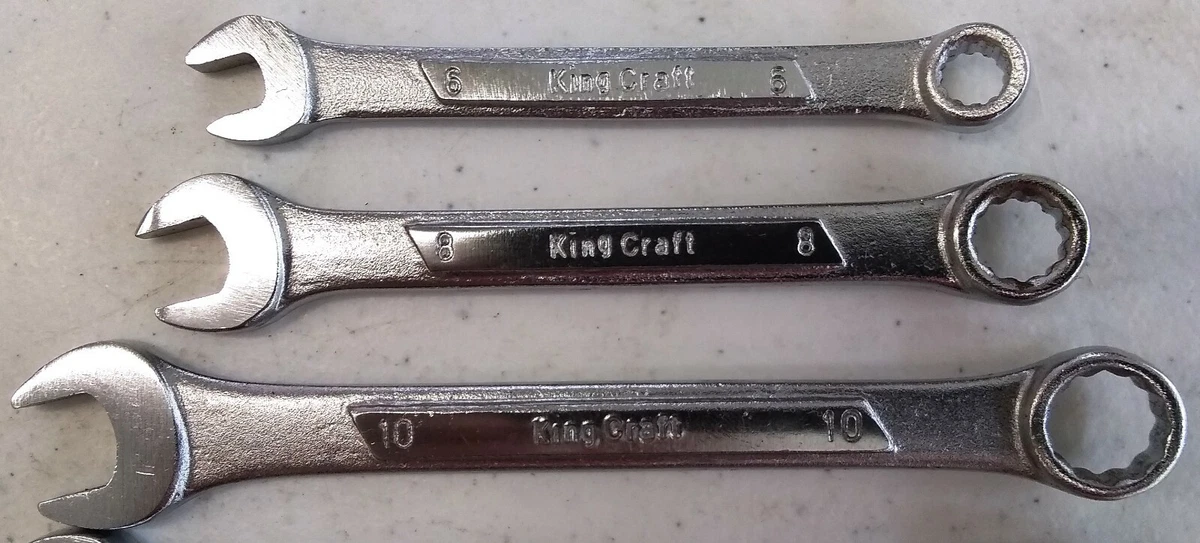 CHROME VANADIUM KING CRAFT 9 PIECE COMBINATION METRIC WRENCH SET