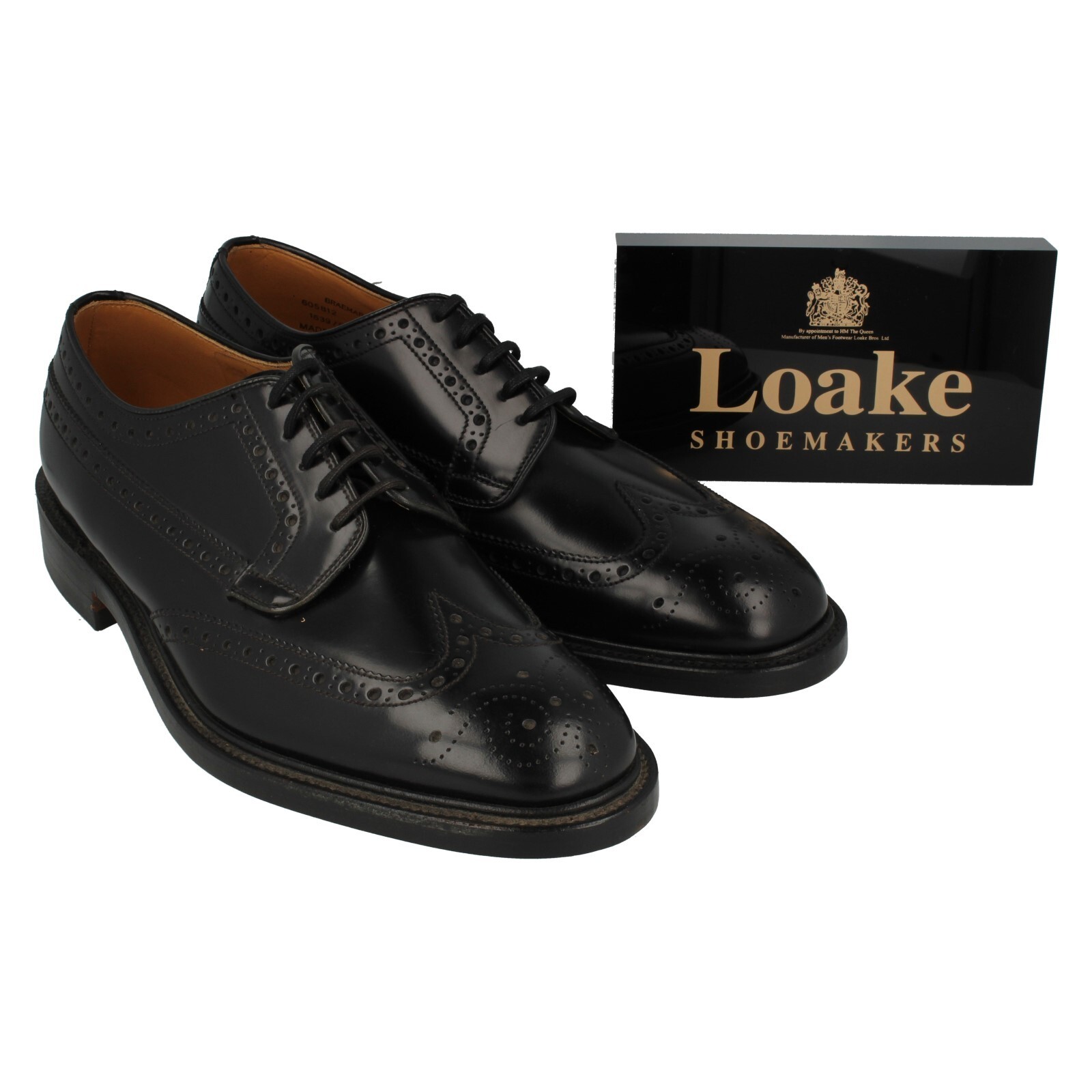 Hombres Ex-Display Negro Zapato Oxford Hi Brillar Cuero de Cordones Talla UK7.5: