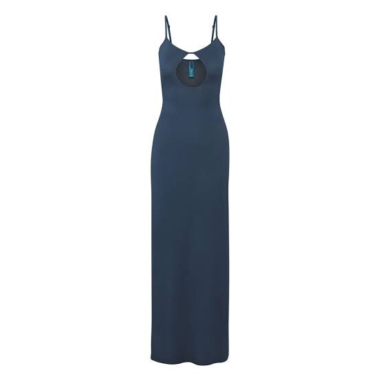 dark blue skims dress Ankle-Grazer Bias Silk Dress: Indigo  Daryl K