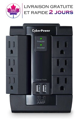 multiprise avec 6 prise de courant ,2 ports USB de recharge pour iphone, samsung