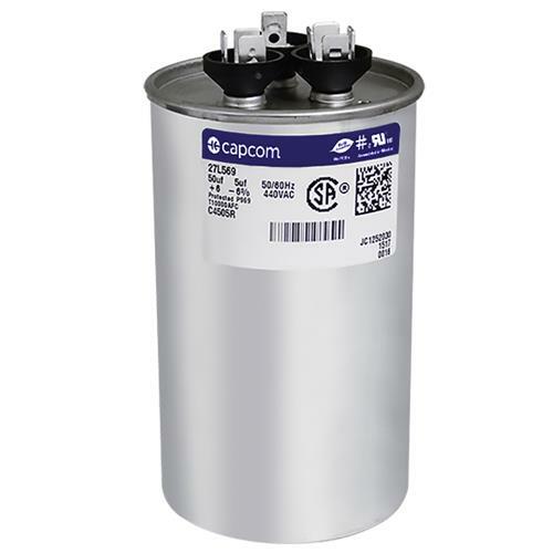 GE Genteq Capacitor Dual Run Round 50/5 uf MFD 440 Volt VAC replaced by CAPCOM