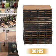 Wood Interlocking Flooring Tiles, 36pcs Solid Acacia Deck Tiles For Indoor Ou...