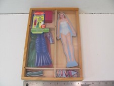 Melissa Doug Doll Magnetic Fashion Show Wooden 9.5" Dress Up Play Set Toy