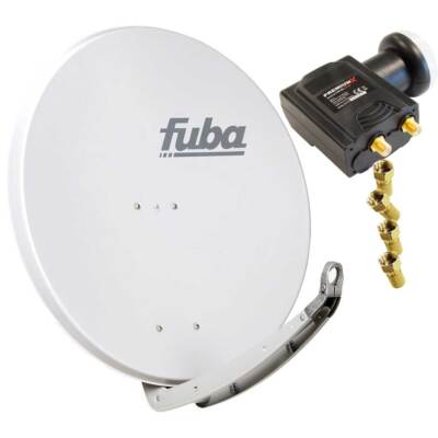 Fuba daa 850 Satellitenantenne Aluminium in Grau HDTV 3D 4K DELUXE Twin LNB Sat