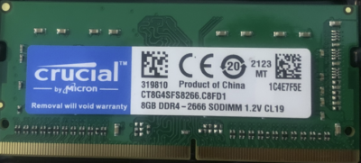 Barrette RAM CRUCIAL DDR4 8 Go 2666 MHz PC4-21300 SODIMM Pour Portable - Neuf