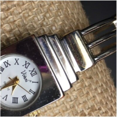 Vivani Ladies Art Deco Watch As Is Hinged Silver Gold Quartz Stainless Steel Vivani Ladies Art Deco Watch As Is Hinged Silver Gold Quartz  main image 3