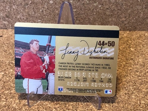 1995 Studio Gold Baseball Credit Card #44 Lenny Dykstra - Picture 2 of 2