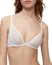CALVIN KLEIN Women's Sheer Marquisette Unlined Plunge Bra White 32A