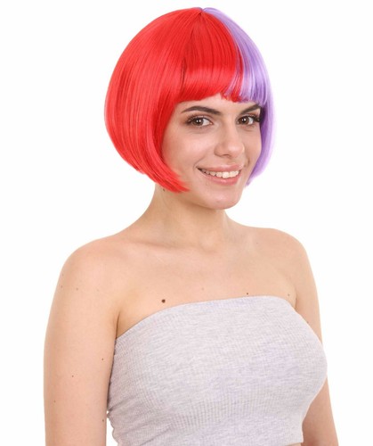 Adult Women Two Tone Bob Wig | Red and Purple Cosplay Wig HW-3265 - Bild 5 von 8