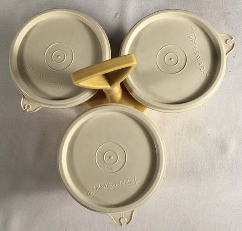 Vintage Tupperware Condiment Caddy/Keeper, Almond/Harvest Gold #757-4 SHIPS FREE - Picture 2 of 7