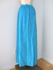 Vtg 60s mod bright aqua blue velvet A-line maxi skirt TALON zip 26 in. waist