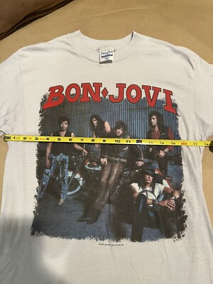 Vintage Bon Jovi Band Concert T-shirt 1989 Tour Large Kiss Em