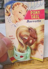 vintage 1950s Combex plastic Barrette w/ original display card, Brown  green